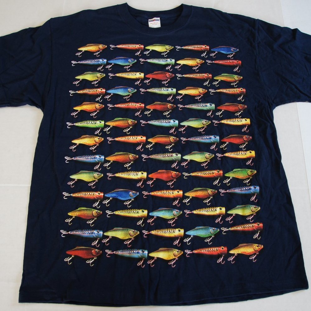 Men's Big Graphic Fishing Tee XL Navy